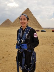Rebecca Claxton at the Great Pyramids in Egypt